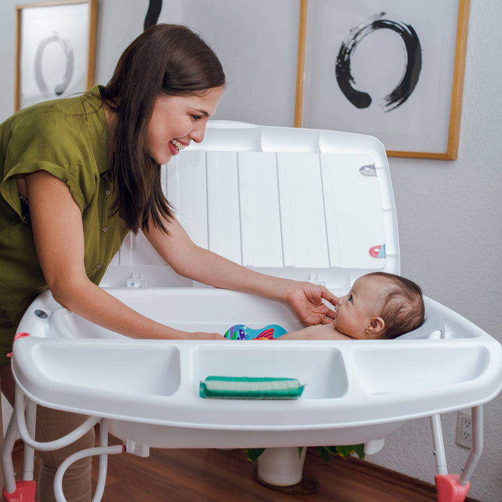 Bañera Prinsel Onda color Blanco para Bebé con Base de Charola Cambiador  Plegable